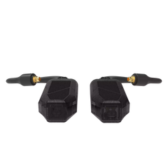 iFi Audio GO pod Air wearable true wireless IEM Bluetooth adapter with DAC and headphone amp, black with gold connector details.