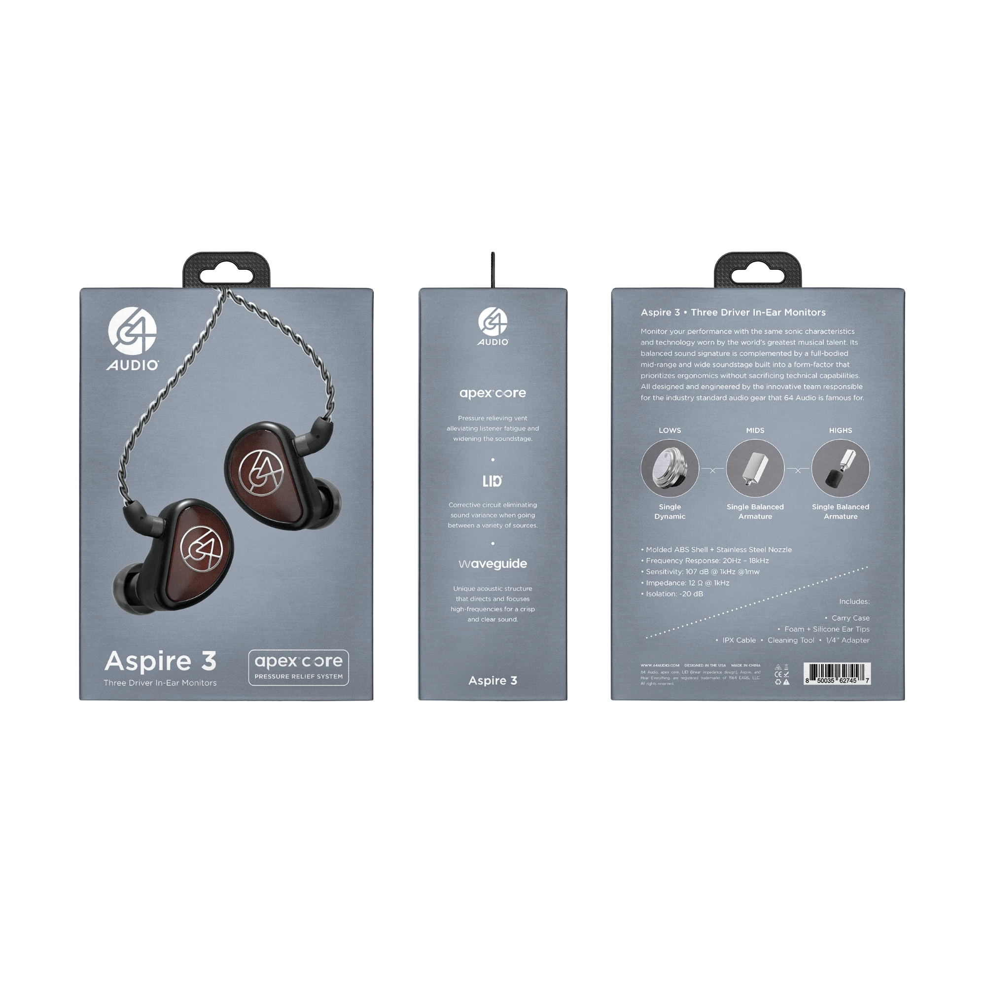 64 Audio Aspire 3 - Triple Drivers IEM