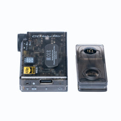 Go blu Air electronic device with clear casing on a white background