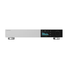 Audio equipment with digital display on a white background