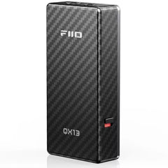 Black carbon fiber texture electronic device with 'FIIO' branding on a white background
