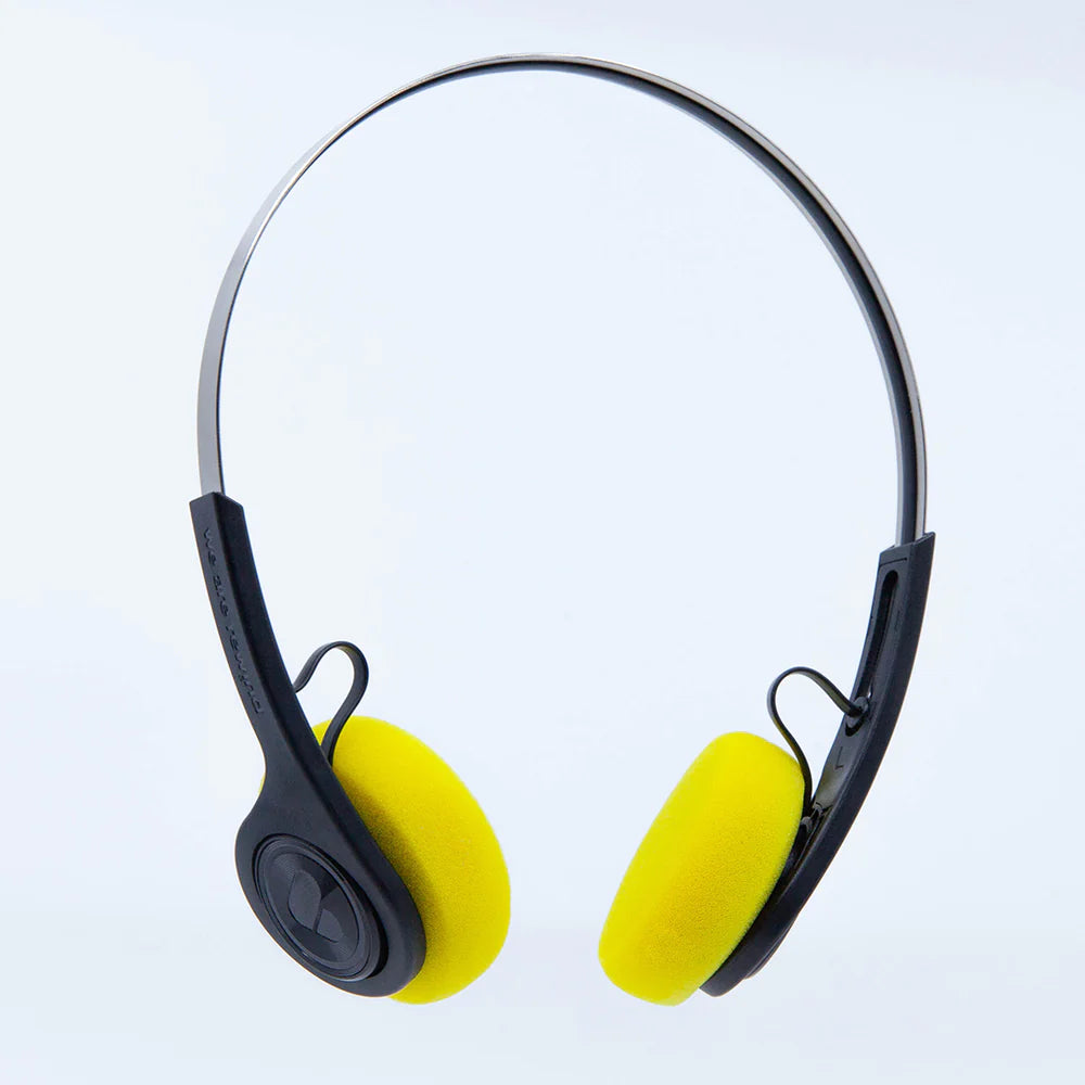EQ-001 wireless headphones with yellow cushion