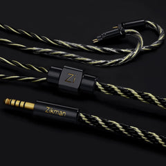 Zikman audio cable with braided design on a dark background